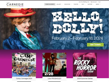 Preview of the website for The Carnegie.