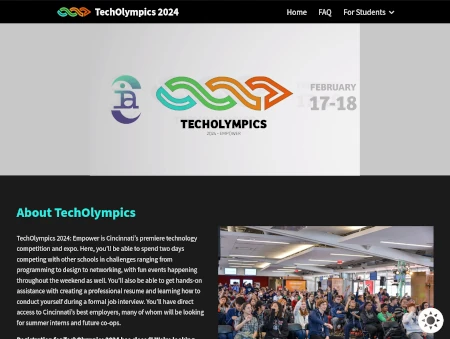 Preview of the website for TechOlympics